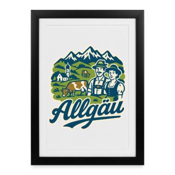Allgäu Alpen Landschaft - Gerahmtes Poster (27 × 37 cm) - Schwarz - Vorne