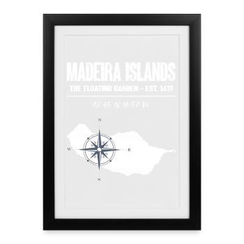 Iles de Madère Boussole Vintage - Affiche encadrée (27 × 37 cm) - noir - Devant