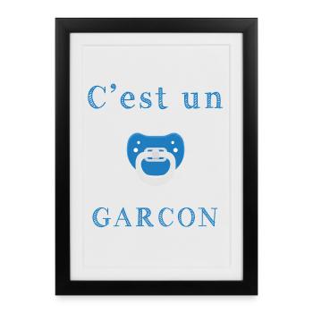 Naissance C'est un garcon - Affiche encadrée (27 × 37 cm) - noir - Devant