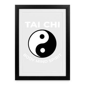 Tai Chi for Mind Body Wellness Yin Yang - Affiche encadrée (27 × 37 cm) - noir - Devant
