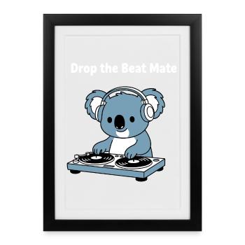 Drop the Beat Koala DJ - Framed poster (27 × 37 cm) - black - Front
