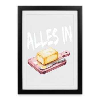 Tout en beurre motif amusant - Affiche encadrée (27 × 37 cm) - noir - Devant