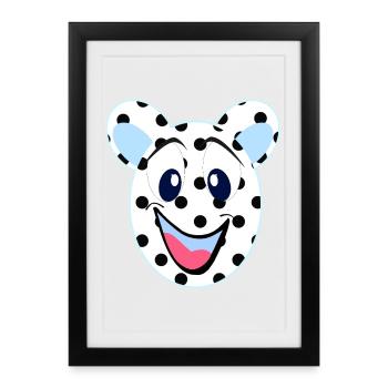 Blue Laughing Bear with Dots - Framed poster (27 × 37 cm) - black - Front