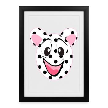 Cheerful Bear Face Cartoon - Framed poster (27 × 37 cm) - black - Front