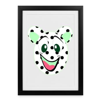 Lachender Bärenkopf mit Punkten - Gerahmtes Poster (27 × 37 cm) - Schwarz - Vorne