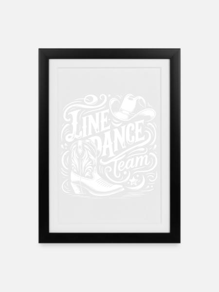 LineDance Team Western Boots - Gerahmtes Poster (27 × 37 cm) - Schwarz