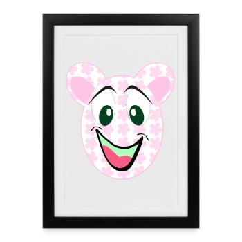 Bear Floral Pattern Smile - Framed poster (27 × 37 cm) - black - Front