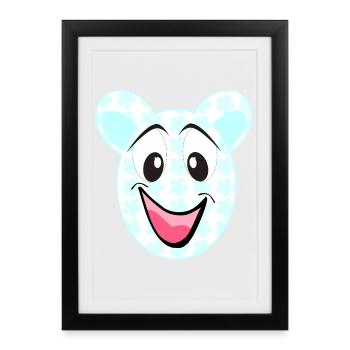 Smiling bear with floral pattern - Framed poster (27 × 37 cm) - black - Front