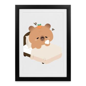 Sleepy Capybara in Cozy Bed - Framed poster (27 × 37 cm) - black - Front