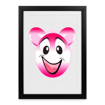 Pink Panda Smile - Framed poster (27 × 37 cm) - black - Front