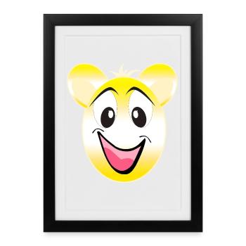 Ours jaune souriant heureux - Affiche encadrée (27 × 37 cm) - noir - Devant