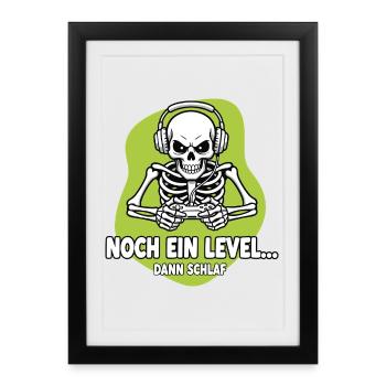 Gamer Skeleton Encore un Niveau - Affiche encadrée (27 × 37 cm) - noir - Devant