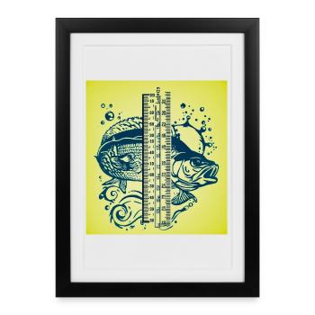 Fish Meter Art Yellow - Framed poster (27 × 37 cm) - black - Front
