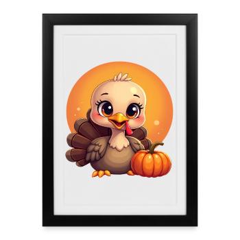 Bébé dinde de Thanksgiving - Affiche encadrée (27 × 37 cm) - noir - Devant