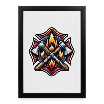 Fire Brigade Logo US Style - Framed poster (27 × 37 cm) - black - Front