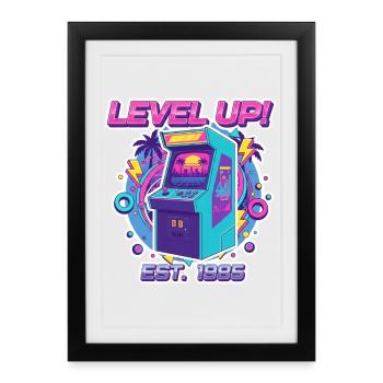 Level Up 1985 – Retro Arcade Automat Design - Framed poster (27 × 37 cm) - black - Front