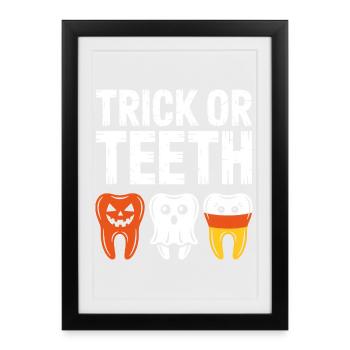 Trick or Teeth Halloween Trio - Framed poster (27 × 37 cm) - black - Front