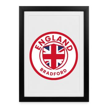 Insigne rond d’Angleterre Bradford - Affiche encadrée (27 × 37 cm) - noir - Devant