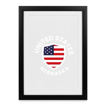 Écusson du drapeau du Nebraska - Affiche encadrée (27 × 37 cm) - noir - Devant