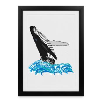 Humpback Whale Print - Framed poster (27 × 37 cm) - black - Front