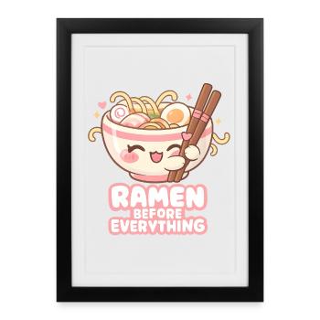 J’adore les ramen - Affiche encadrée (27 × 37 cm) - noir - Devant