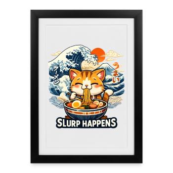 Ramen Neko Grande Vague - Affiche encadrée (27 × 37 cm) - noir - Devant