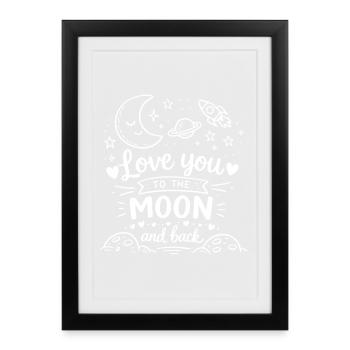 Moon love to the moon - Framed poster (27 × 37 cm) - black - Front