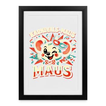 Karnevalsmaus Kostüm Damen Lustig Fasching  - Gerahmtes Poster (27 × 37 cm) - Schwarz - Vorne
