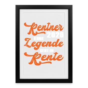 Typographie rétro orange 2028 Retraité 2026 - Affiche encadrée (27 × 37 cm) - noir - Devant