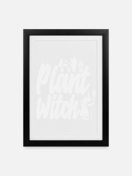 Pflanze Hexe Pflanzenliebhaber - Gerahmtes Poster (27 × 37 cm) - Schwarz