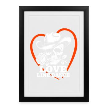 Crâne de danse en ligne d’amour - Affiche encadrée (27 × 37 cm) - noir - Devant