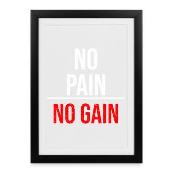 Fight Forge : Pas de douleur Pas de Gagne Motivation Fitness - Affiche encadrée (27 × 37 cm) - noir - Devant