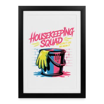 Conception de nettoyage amusante - Affiche encadrée (27 × 37 cm) - noir - Devant