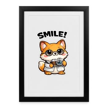 Cuddly fox snaps photo art - Framed poster (27 × 37 cm) - black - Front