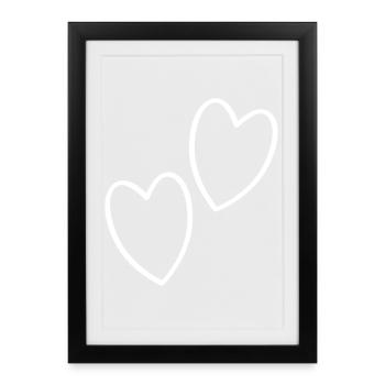 Cœurs Amour - Affiche encadrée (27 × 37 cm) - noir - Devant