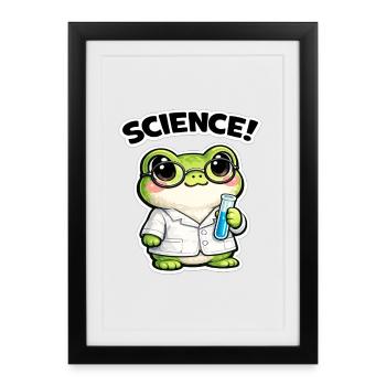 Grenouille scientifique avec des lunettes - Affiche encadrée (27 × 37 cm) - noir - Devant