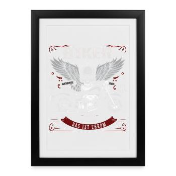 Les motards ne deviennent pas gris - C’est du chrome - Affiche encadrée (27 × 37 cm) - noir - Devant