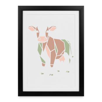 Geometric Cow Low Poly Modern - Framed poster (27 × 37 cm) - black - Front