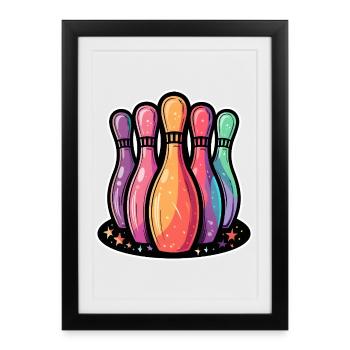Quilles de bowling drôles - Affiche encadrée (27 × 37 cm) - noir - Devant