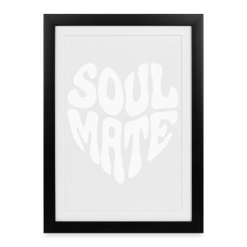 Cœur rétro Soul Mate - Couleur personnalisable - Affiche encadrée (27 × 37 cm) - noir - Devant
