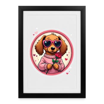 Dackel teckel teckel tekel - Affiche encadrée (27 × 37 cm) - noir - Devant