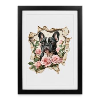 Bouledogue français - Affiche encadrée (27 × 37 cm) - noir - Devant