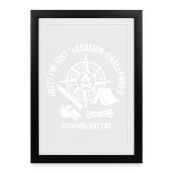 Survie en disant Compass Fire - Affiche encadrée (27 × 37 cm) - noir - Devant