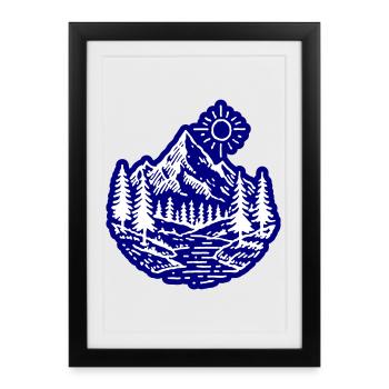 Forêt paysagère de la vallée des montagnes - Affiche encadrée (27 × 37 cm) - noir - Devant