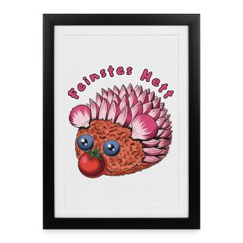 Der Mettigel: Feinstes Mett! - Gerahmtes Poster (27 × 37 cm) - Schwarz - Vorne