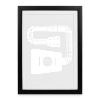 guitare abstraite - Affiche encadrée (27 × 37 cm) - noir - Devant