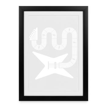 Guitare électrique abstraite - Affiche encadrée (27 × 37 cm) - noir - Devant