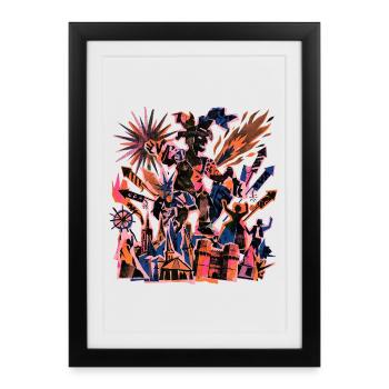 Fallas De Valencia Risographie - Affiche encadrée (27 × 37 cm) - noir - Devant