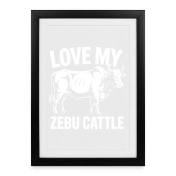 Graphique de l’amateur de bétail zébu - Affiche encadrée (27 × 37 cm) - noir - Devant