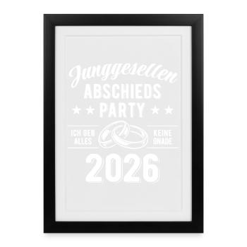 Enterrement de vie de garçon 2026 | Entrez votre nom - Affiche encadrée (27 × 37 cm) - noir - Devant